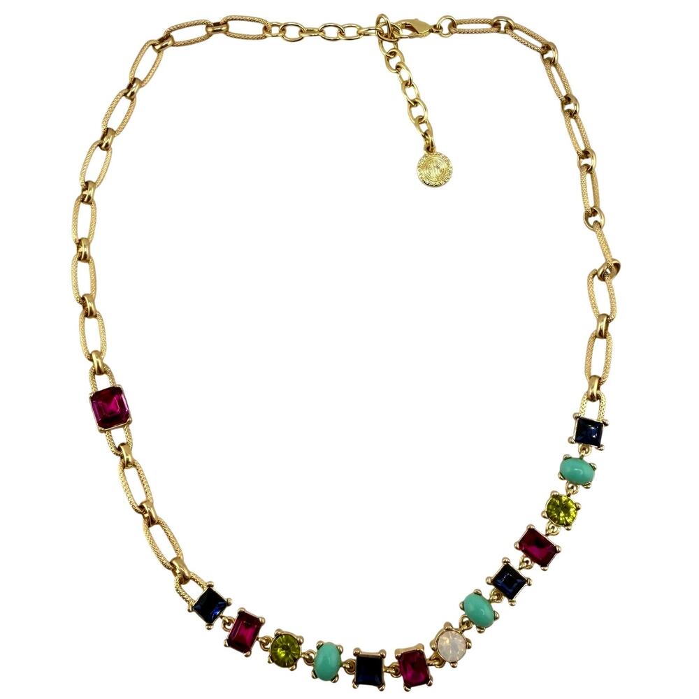 RJ Graziano Rhinestone Multicolor Rainbow Asymmetrical Modern 23" Necklace